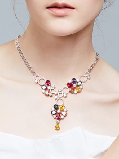 Fashion Zircon Flowery Necklace