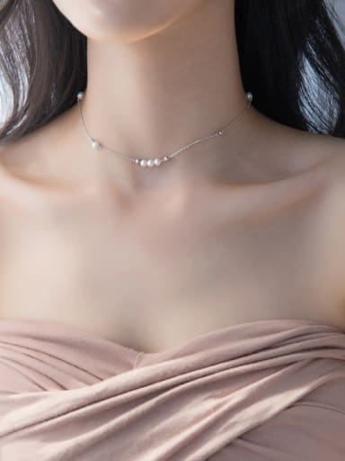 Temperament S925 Silver Artificial Pearl Necklace