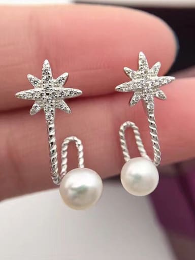 Fashion Freshwater Pearl Star-shaped Stud drop earring