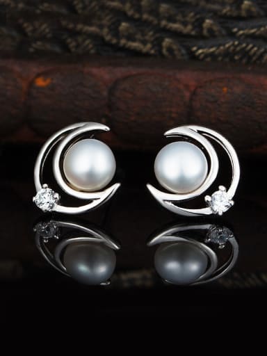 Moon  Freshwater Pearls stud Earring