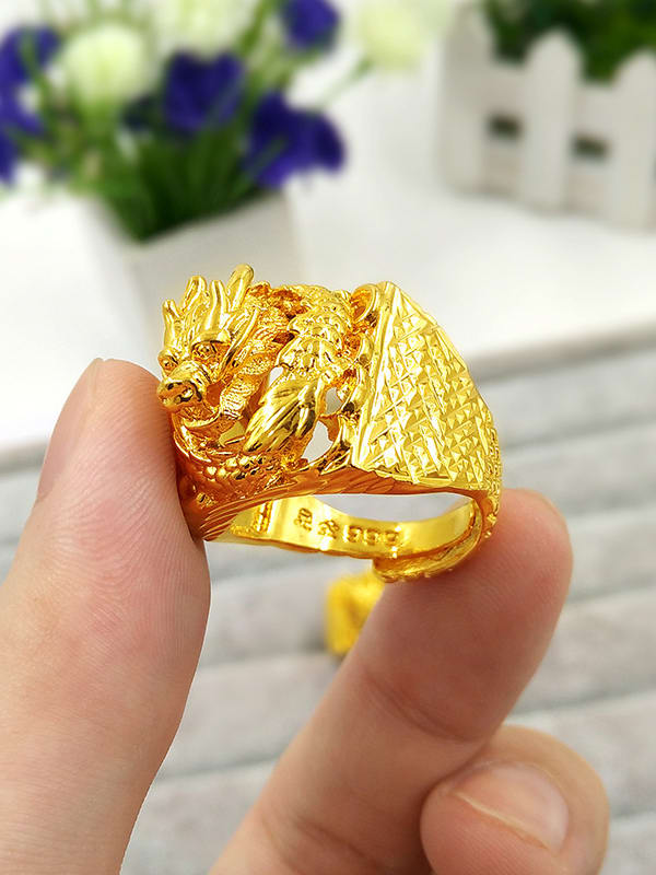 Men 24K Gold Plated Dragon Ring - ToMade