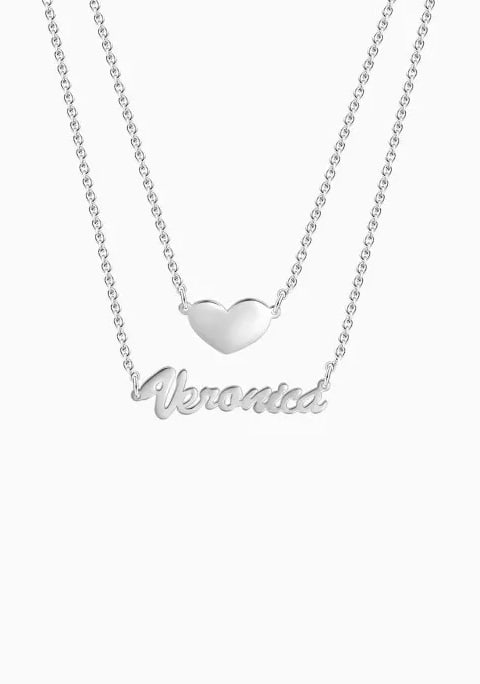 Customized Two Layers Personalized Heart Name Necklace Artnina Com