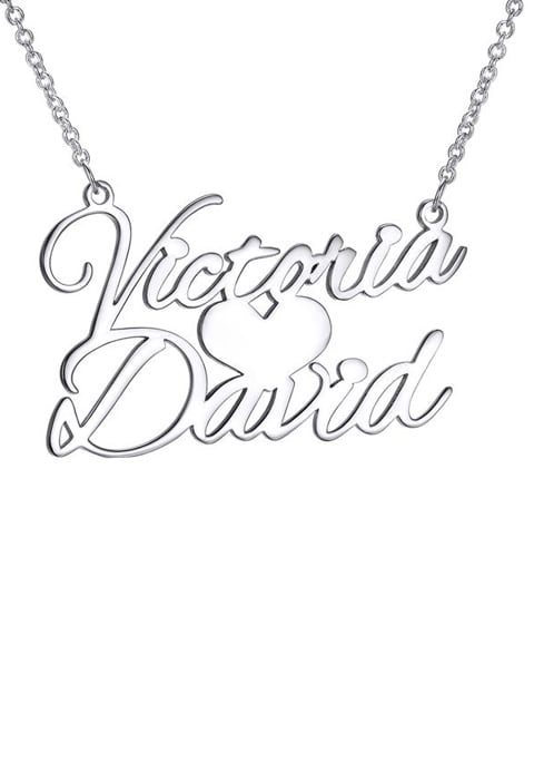 Custom Sweet Love Personalized Name Necklace Silver