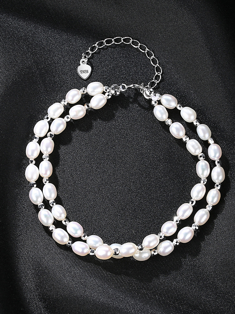 Pure Silver Freshwater Pearl double Bracelet - 1000030826