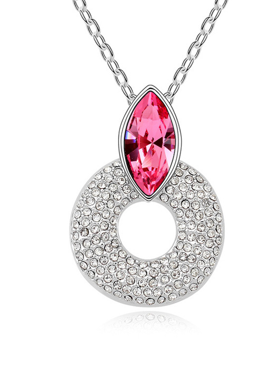 Simple Hollow Round Pendant Swarovski Crystal Alloy Necklace 1000023099 - Swarovski Hollow Crystal Circle Pendant Simple Hollow Round Pendant Swarovski Crystal Alloy Necklace 1000023099 - Swarovski Hollow Crystal Circle Pendant