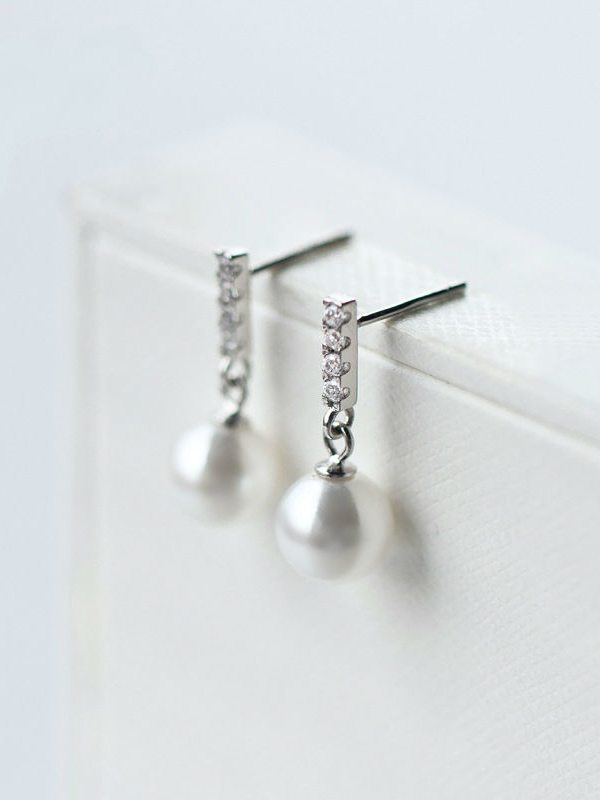 S925 Silver Shell Pearl Short Drop Earring With Cz 1000004678