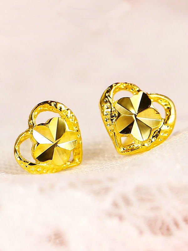 Copper Alloy 24K Gold Plated Simple Wedding stud Earring 1000004652