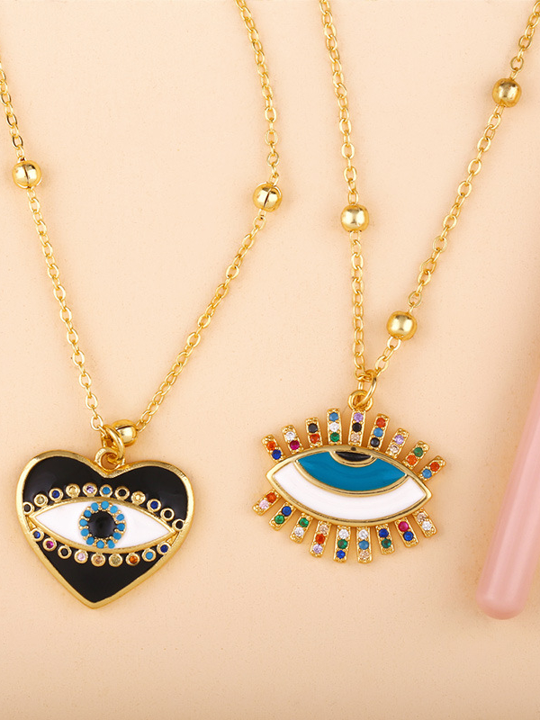 Copper With Enamel Trendy Evil Eye Necklaces 1000039610