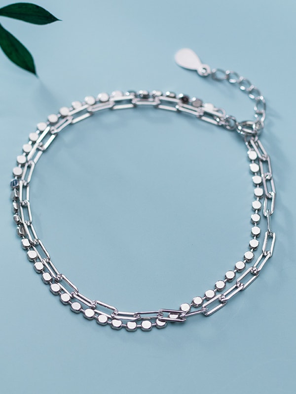 925 Sterling Silver Round Minimalist Strand Bracelet 1000123703