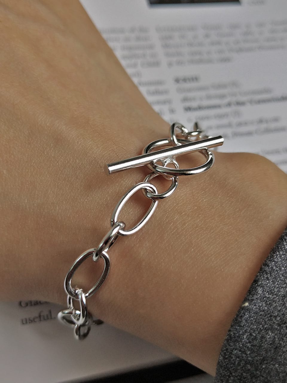 925 Sterling Silver Geometric Trend Link Bracelet 1000099276