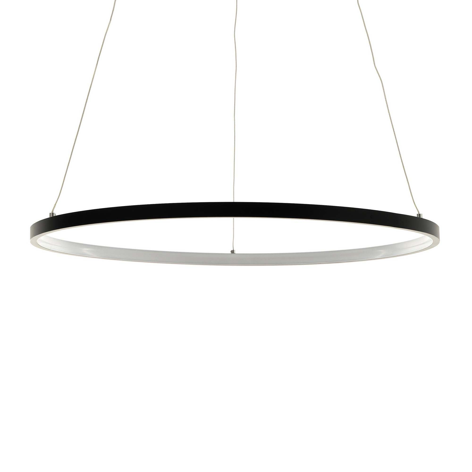 Image of Lampadario ad anello in allumino nero cm. H.92 x Ø.60