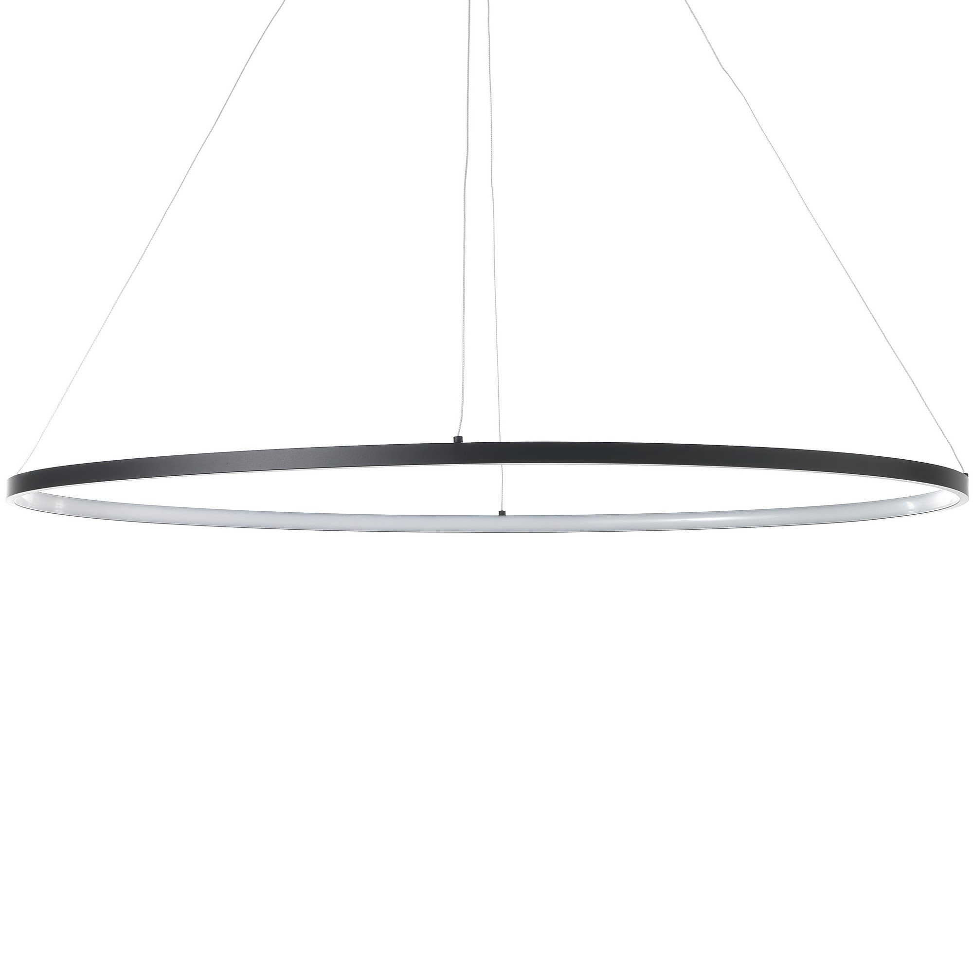 Image of Lampadario ad anello in allumino nero opaco cm. H.92 x Ø.60/100