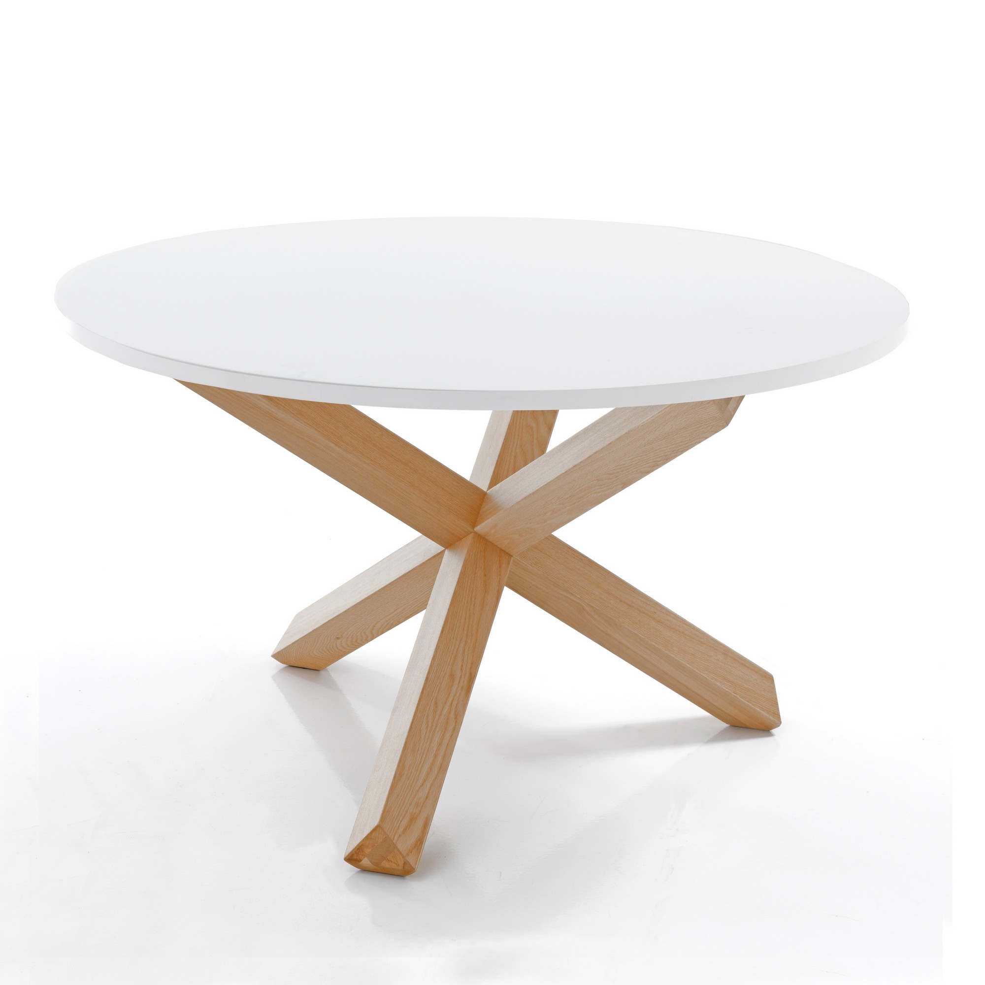 Tavolo rotondo effetto legno laccato bianco cm. H.75 x Ø 120