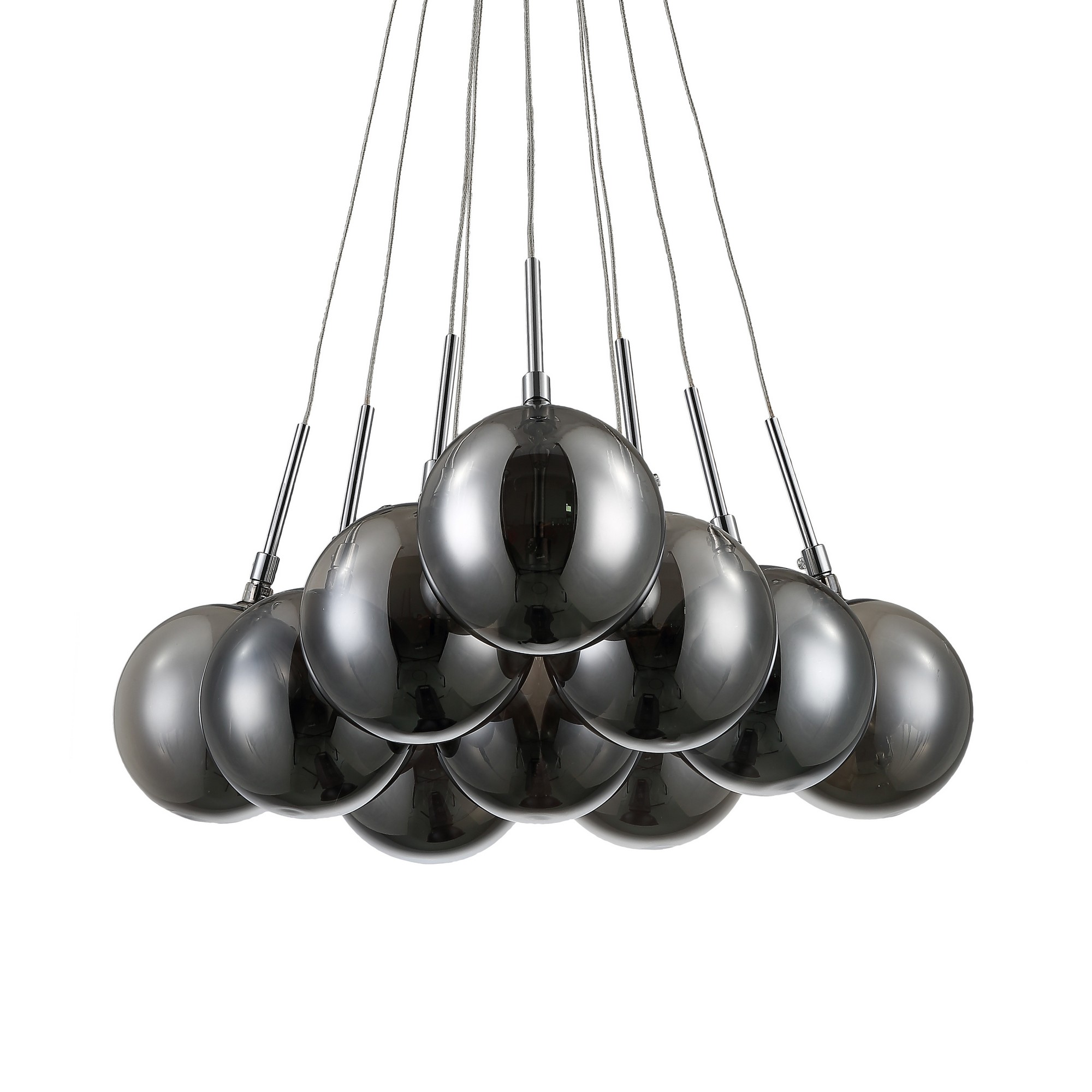 Lampadario in vetro specchiato fumè cm. Ø45 x H80