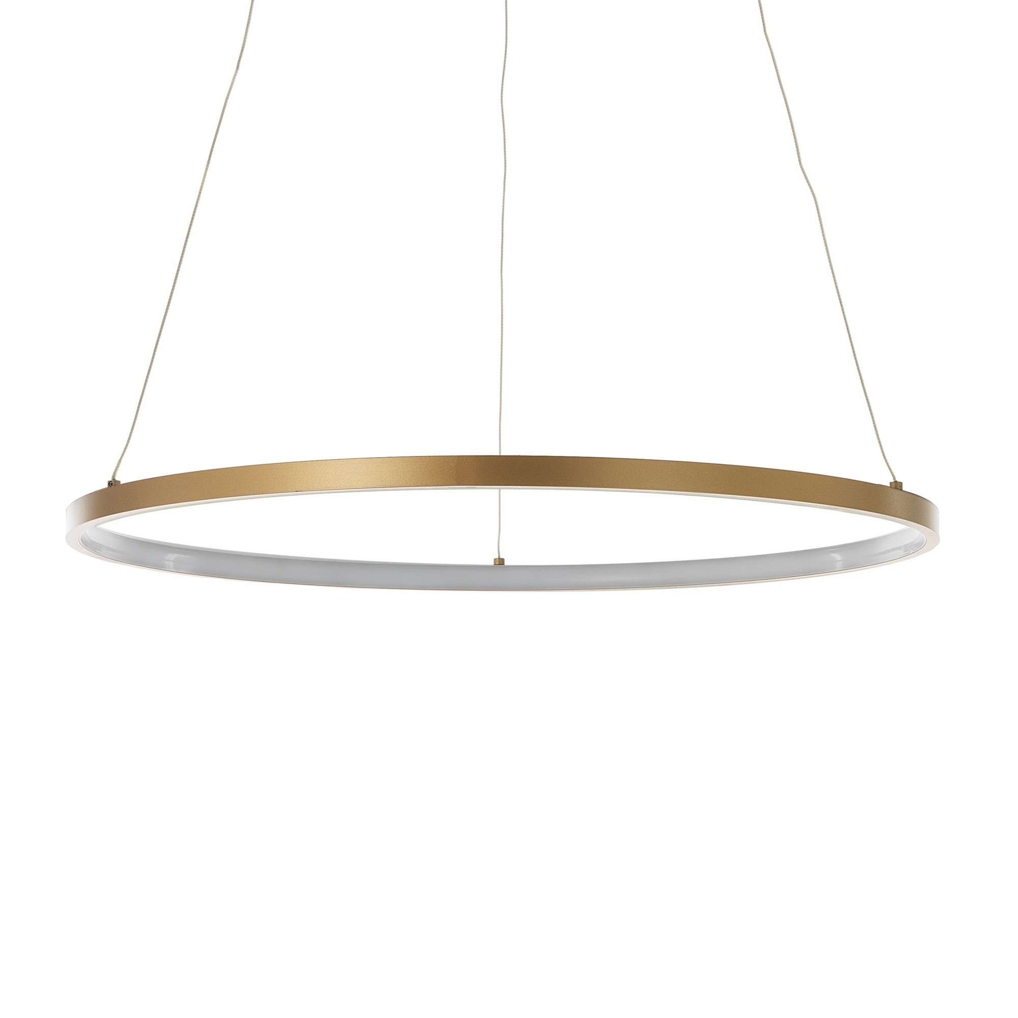Image of Lampadario ad anello in allumino oro satinato cm. H.92 x Ø.60