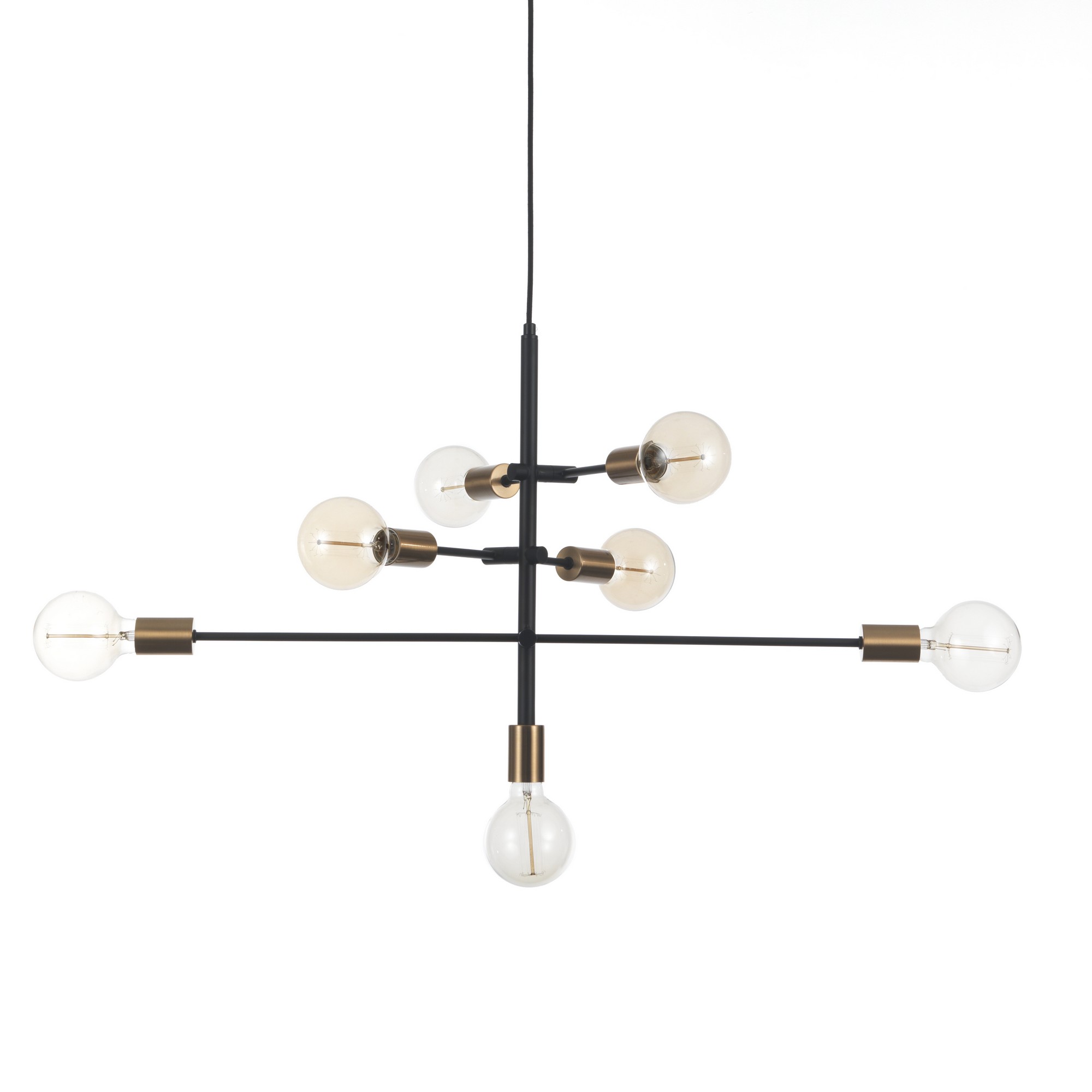 Lampadario in acciaio verniciato nero opaco cm. 82 x 40 H.50