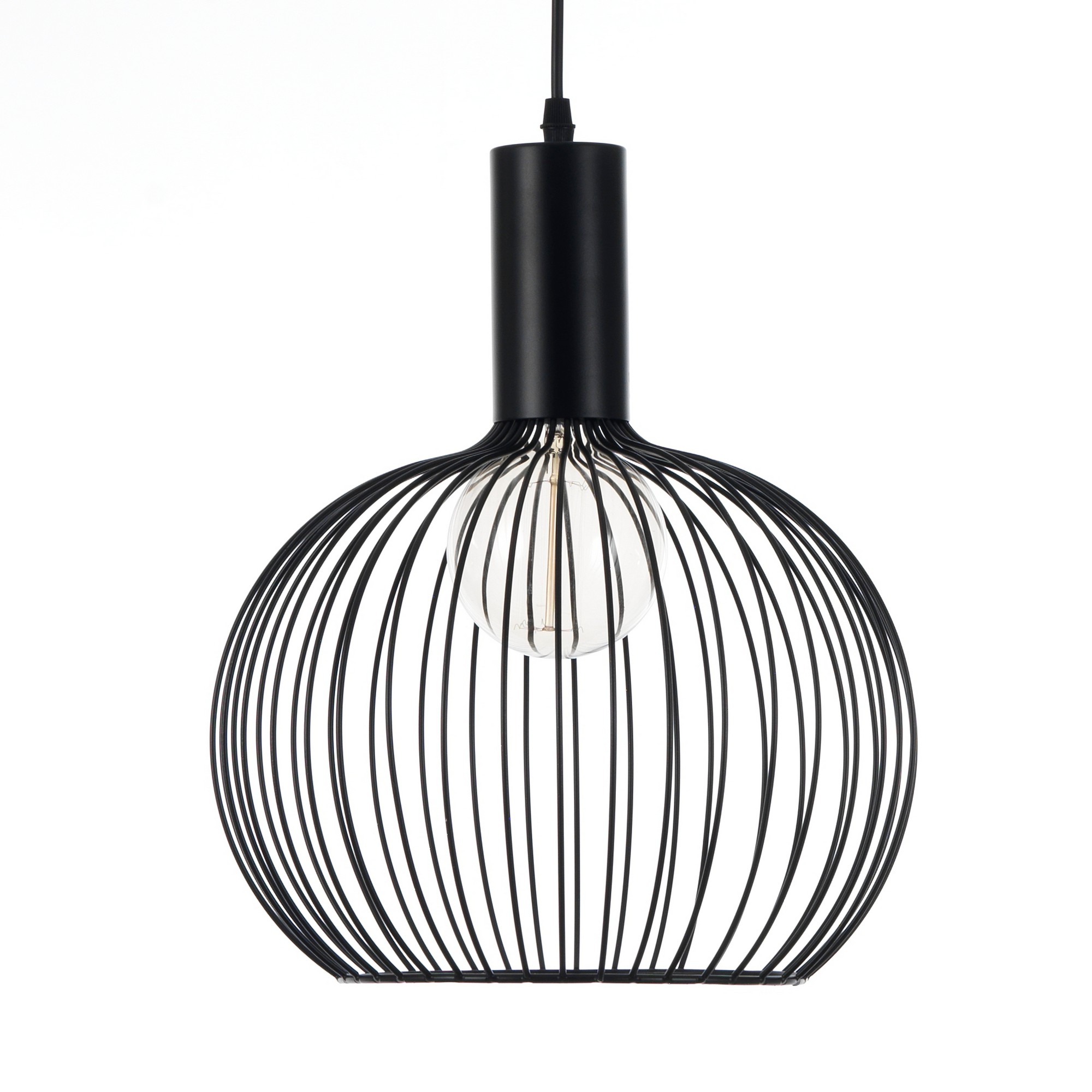 Lampadario in acciaio verniciato nero opaco cm. Ø.30 H.36