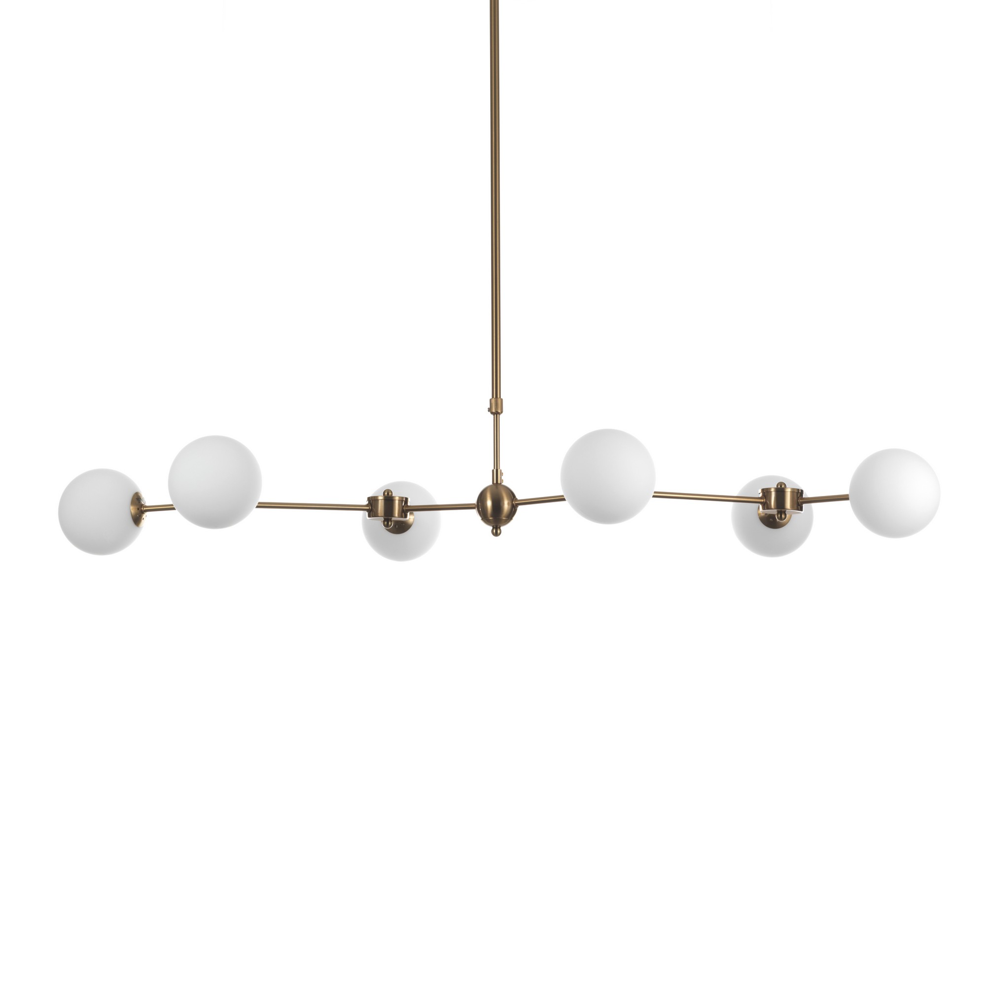 Lampadario in acciaio verniciato ottone cm. 120 x 68 H.da 90 a 150