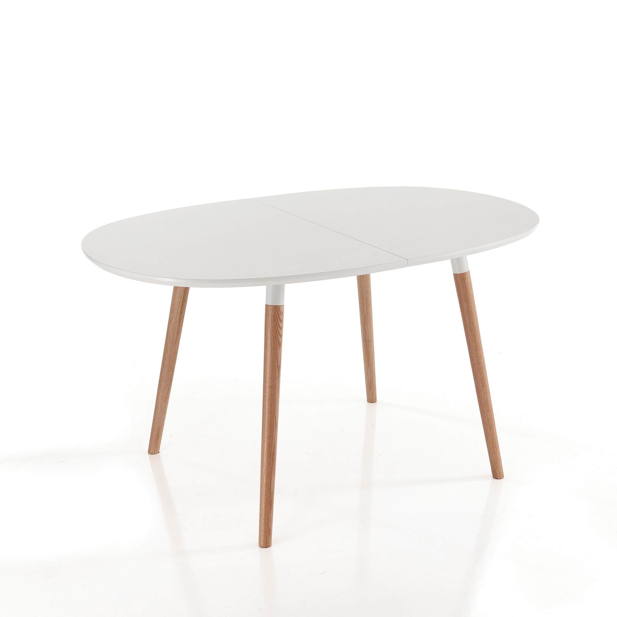 Tavolo ovale allungabile effetto legno laccato bianco cm H75xL90xP140