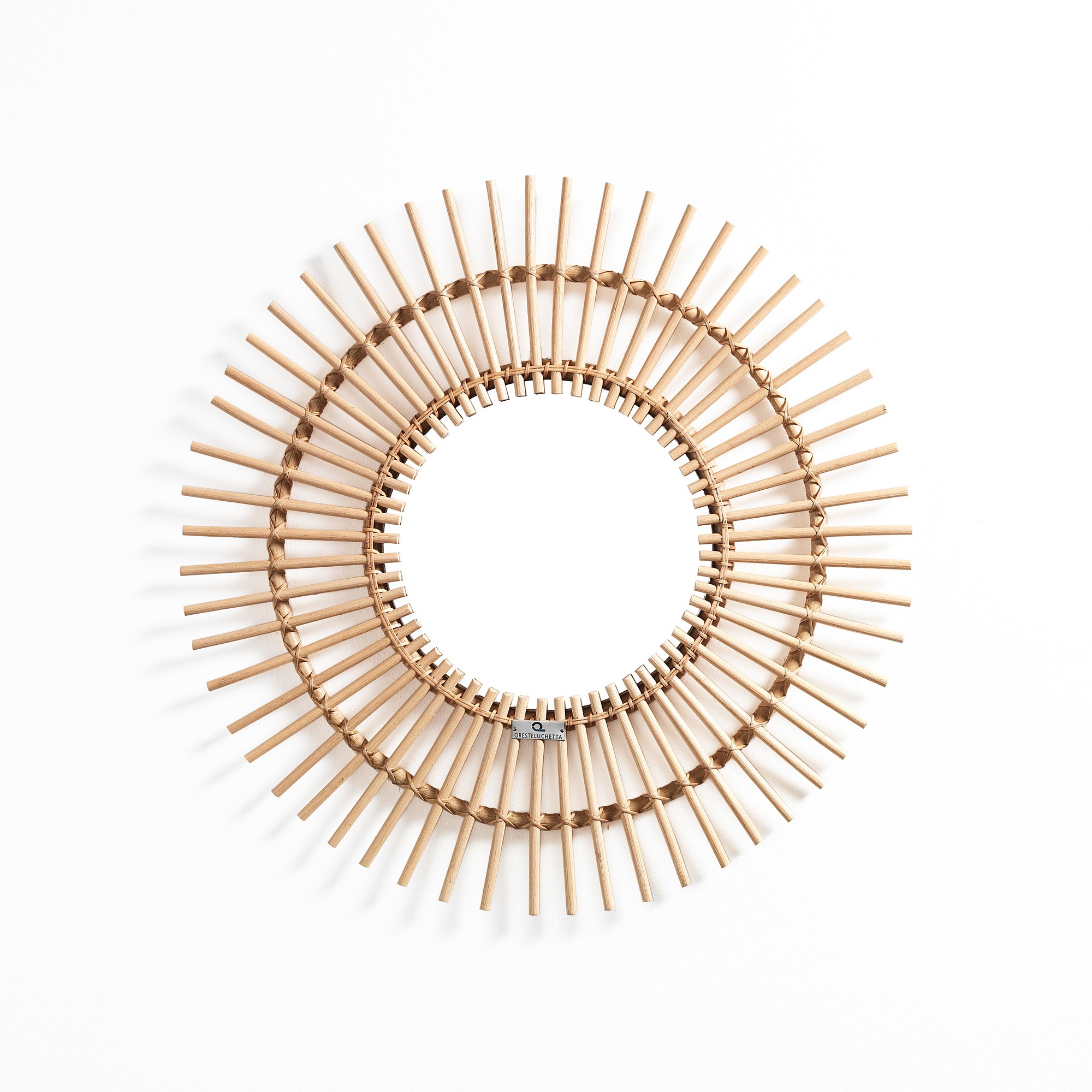 Specchio da parete in rattan colore naturale per esterno