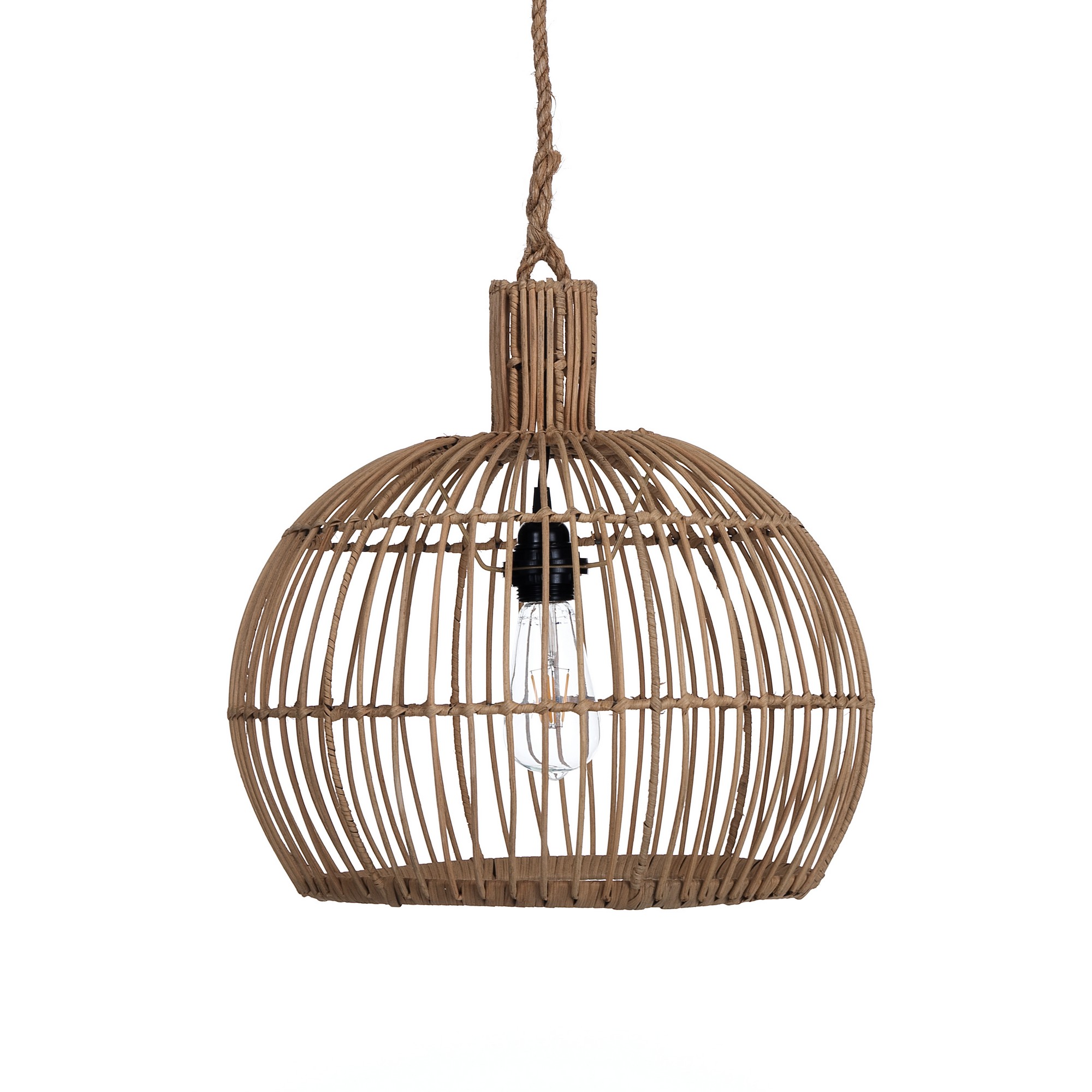 Lampadario a filo in rattan colore naturale per esterno