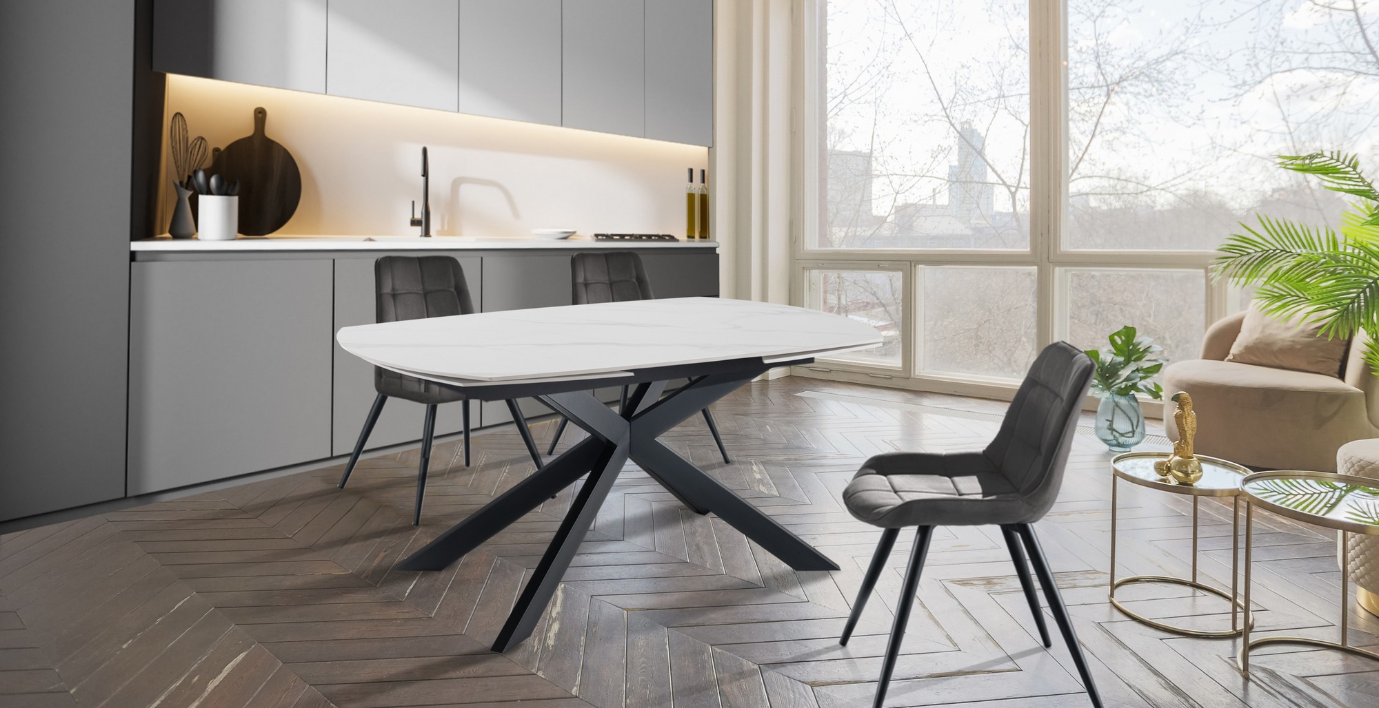 TAVOLO ALLUNGABILE TUAM PIANO IN CERAMICA FINITURA MARMO ORESTELUCHETTA - Foto 7 di 13