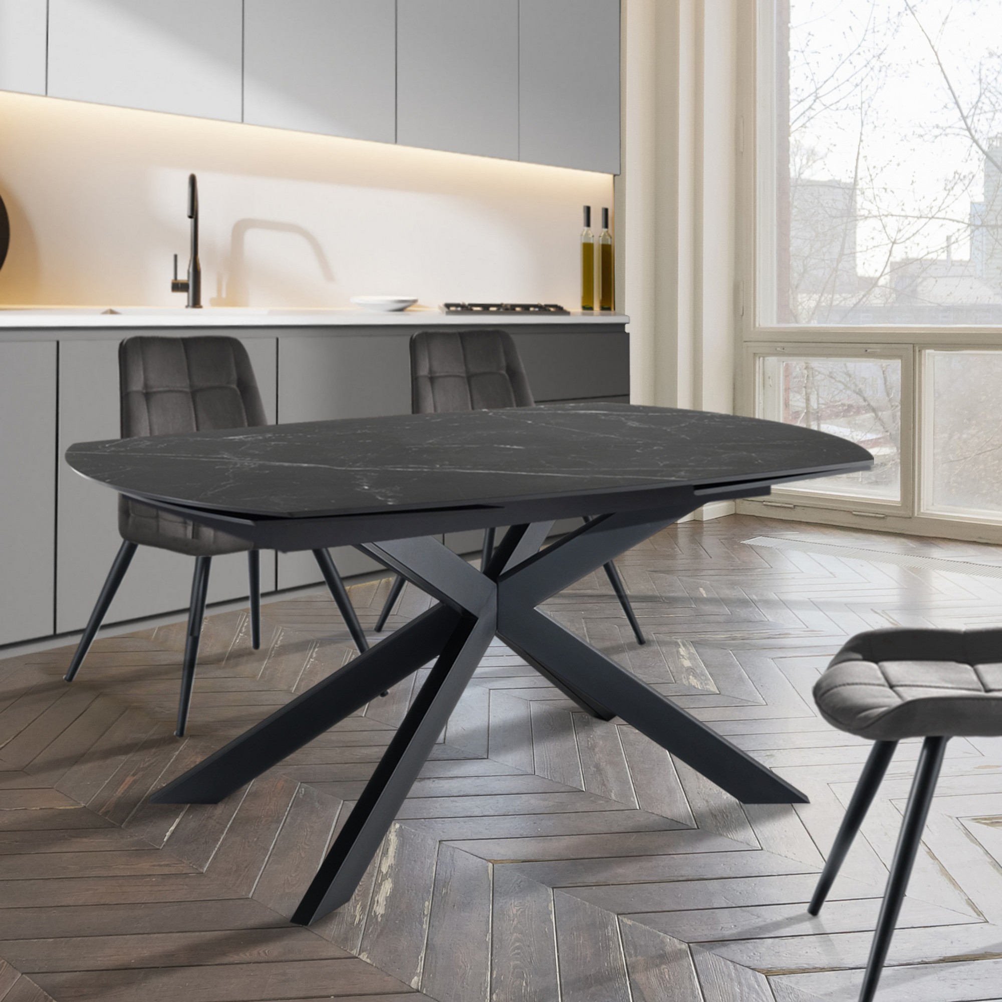 TAVOLO ALLUNGABILE TUAM PIANO IN CERAMICA FINITURA MARMO ORESTELUCHETTA - Foto 12 di 13