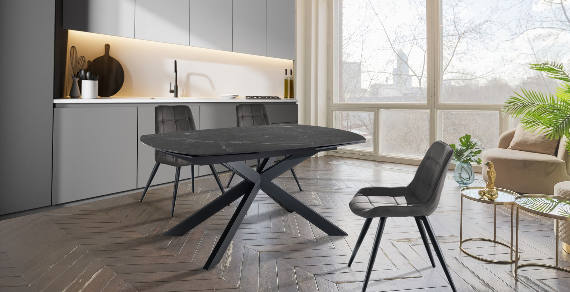 TAVOLO ALLUNGABILE TUAM PIANO IN CERAMICA FINITURA MARMO ORESTELUCHETTA - Foto 13 di 13
