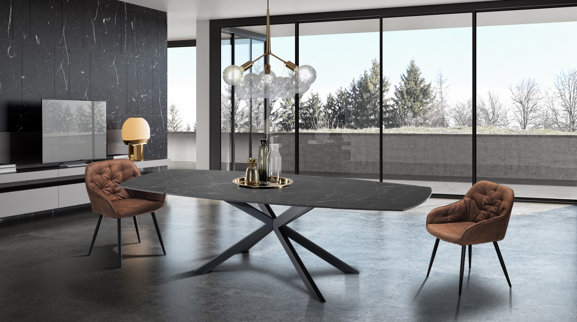 TAVOLO ALLUNGABILE TUAM PIANO IN CERAMICA FINITURA MARMO ORESTELUCHETTA - Foto 11 di 13