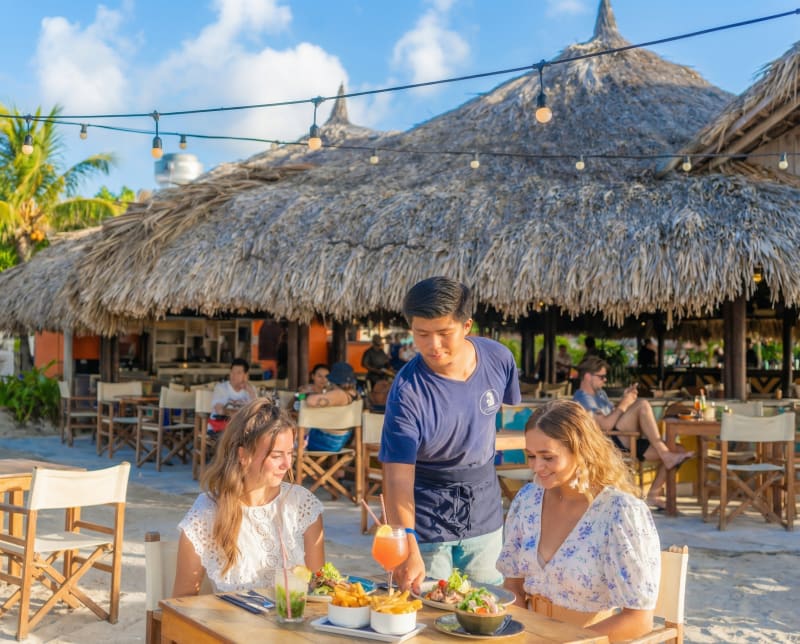 Dinner being served at Zanzibar, a local hot spot.