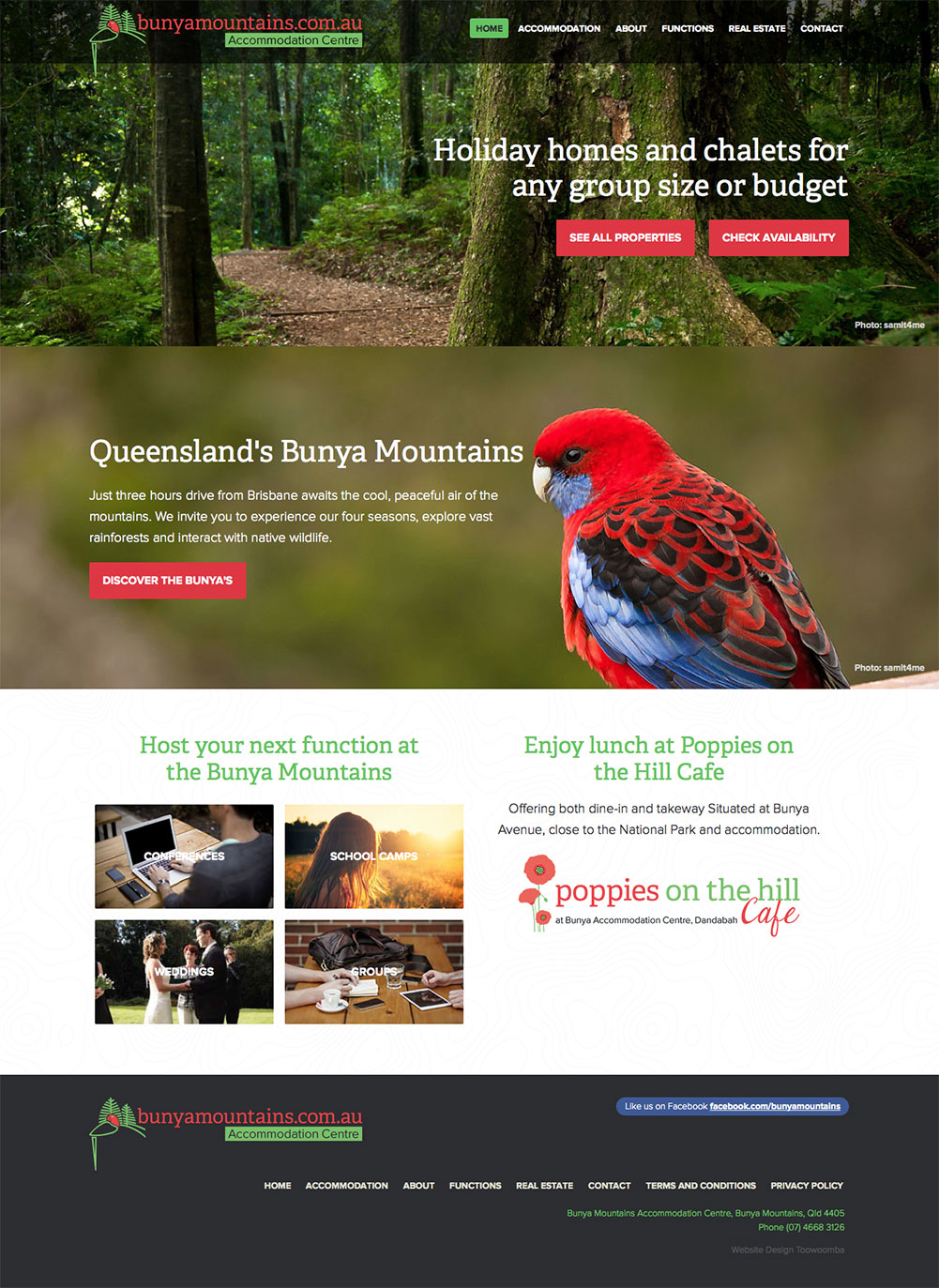 Bunya Mountains Accommodation Centre Website