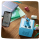 Blue Creative-Tonie sitting on top of blue Toniebox with the tonies app front and centre.