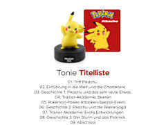Pokémon - Pikachu Tonie Hörfigur Vorderansicht mit Booklet mit Tracklist