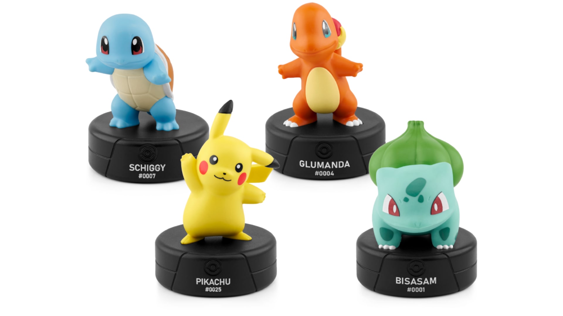 Pokémon-Tonies Pikachu, Bisasam, Glumanda und Schiggy als Viererset