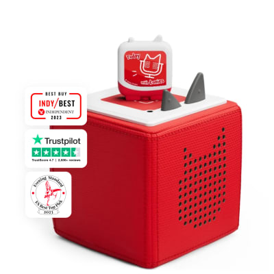 An image of the Toniebox with the Today with tonies podcast figurine