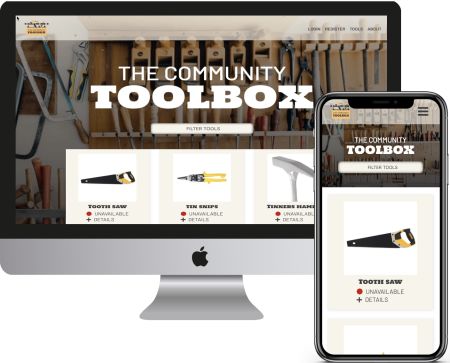 desktop and mobile screenshots of landing page for Community Toolbox website