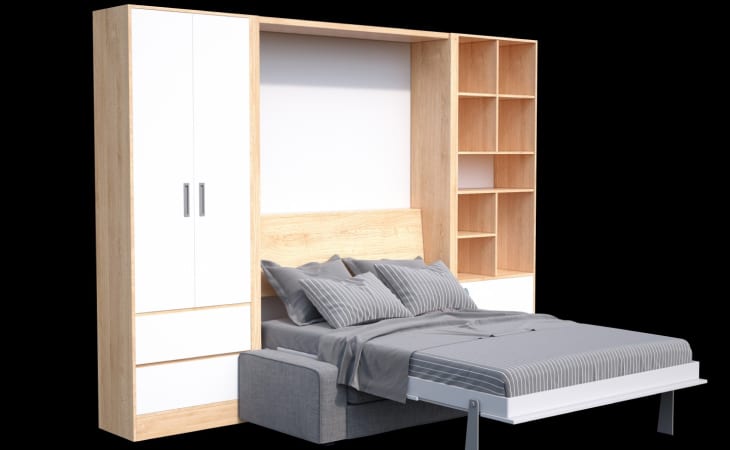 Giường thông minh kết hợp với tủ quần áo và ghế sofa