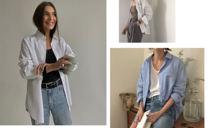 Biến tấu áo sơ mi nữ form rộng thành khoác layer