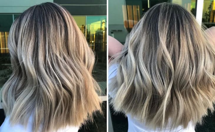 Tóc nhuộm balayage với màu nâu khói