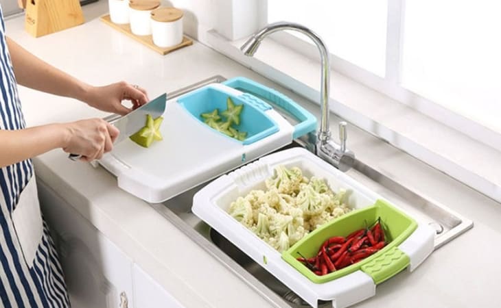 Thớt kèm rổ rửa tiện lợi