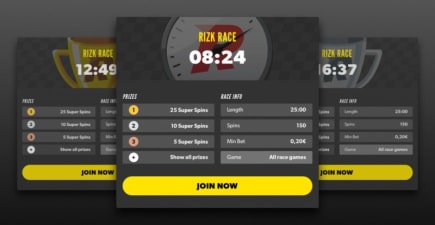 Join the new Rizk casino races and play some top rated slot games!