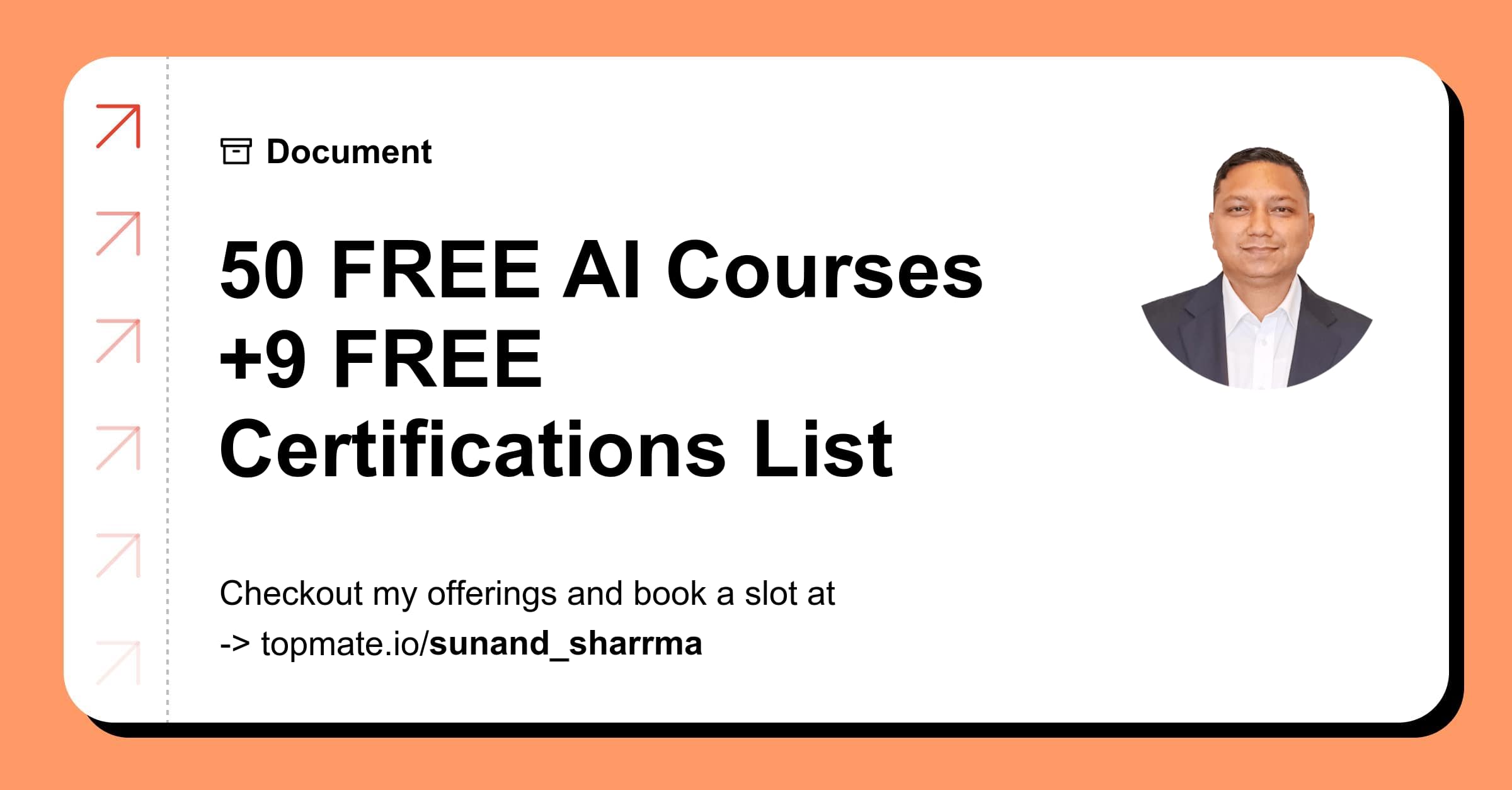50 FREE AI Courses+9 FREE Certifications List with Sunand Sharma