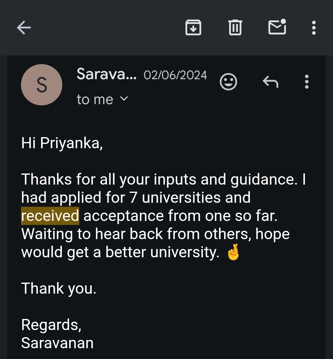 Student testimonial