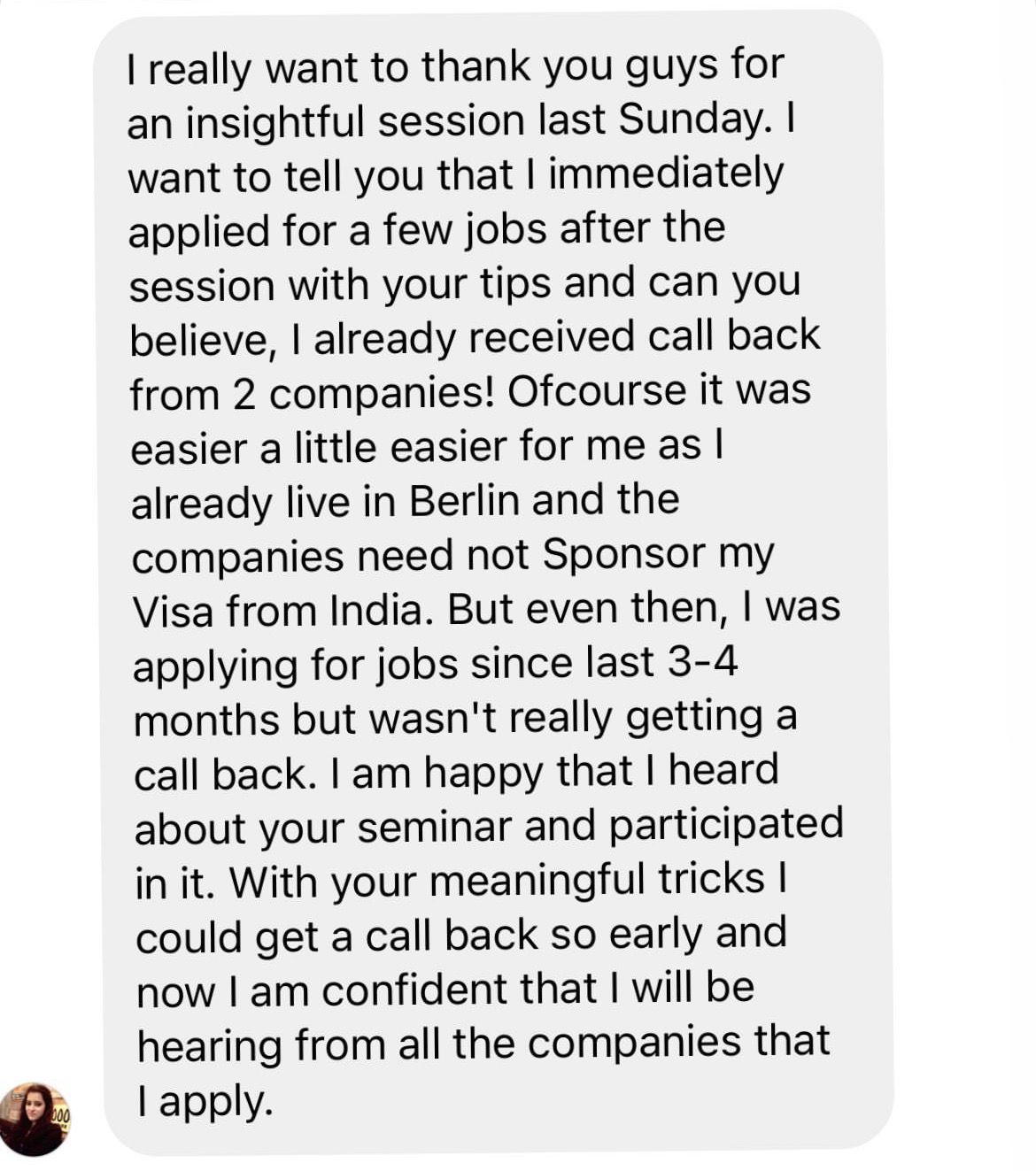 Student testimonial