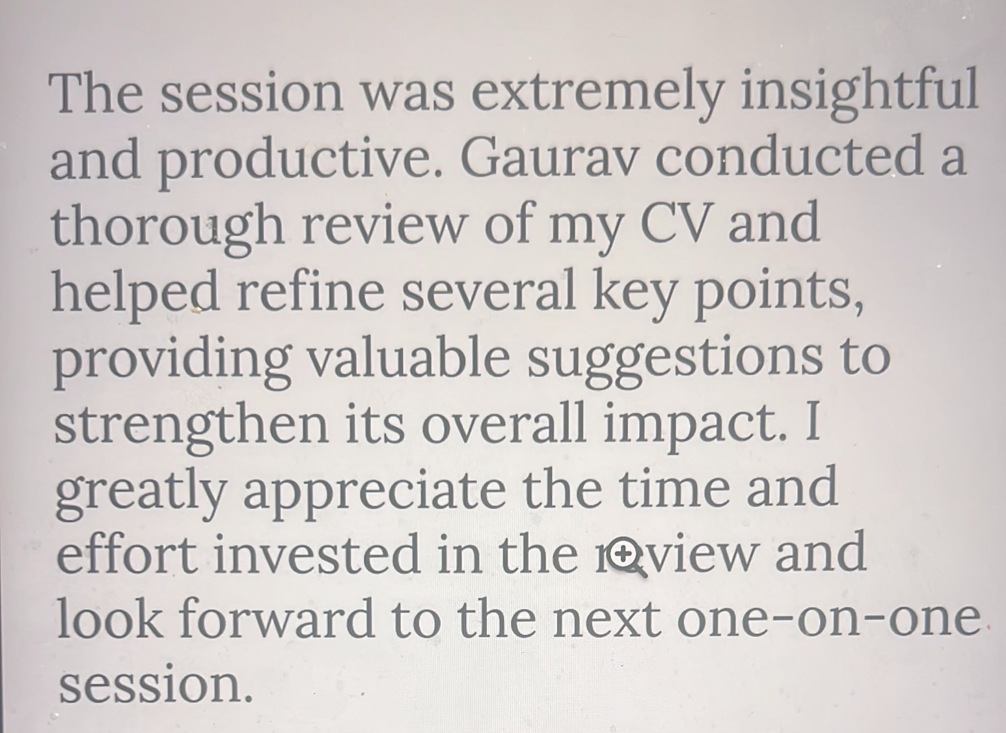 Student testimonial