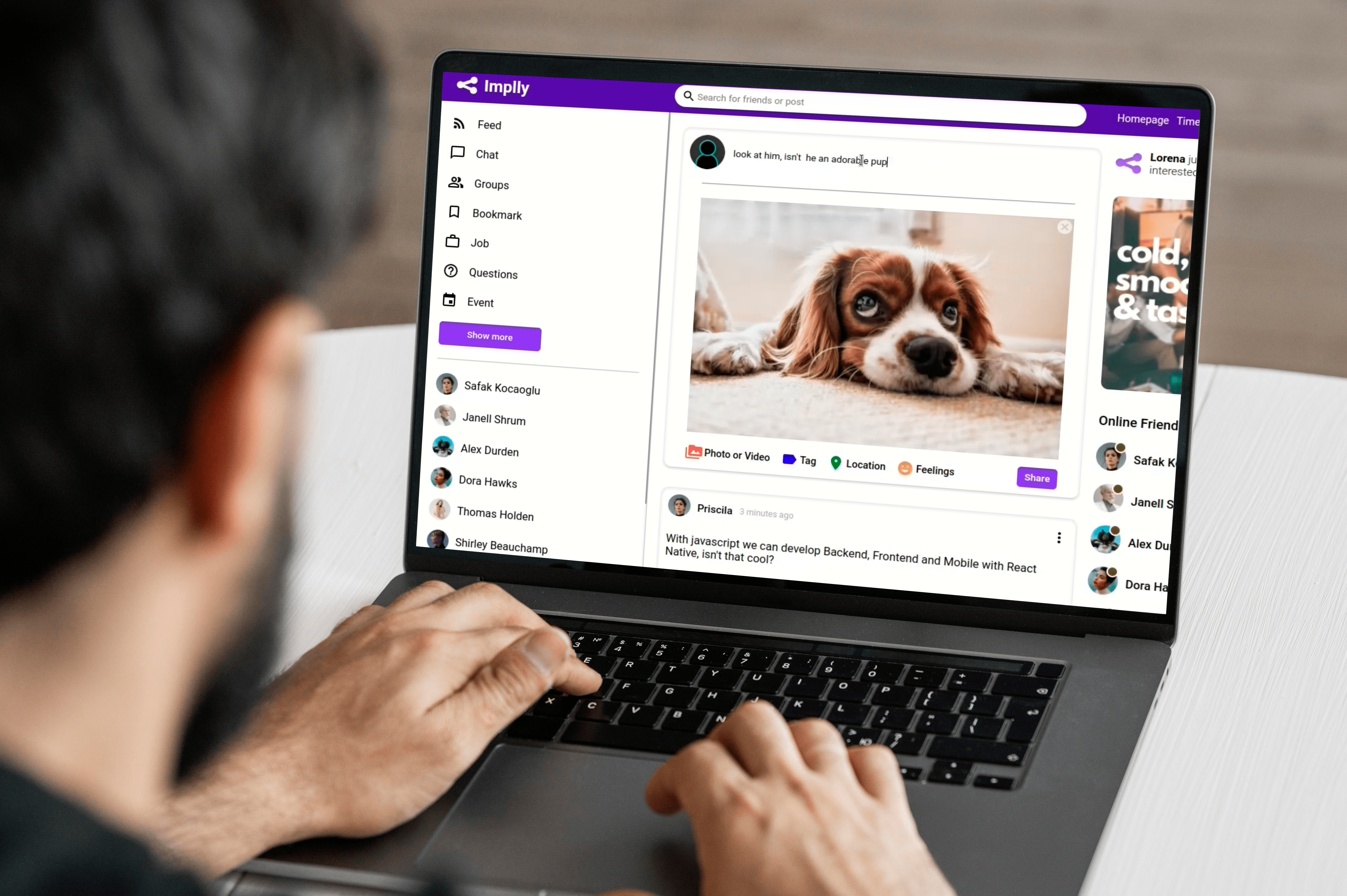 Social Media Website Application With React, Socket.io, MongoDB, Axios, Express & NodeJS