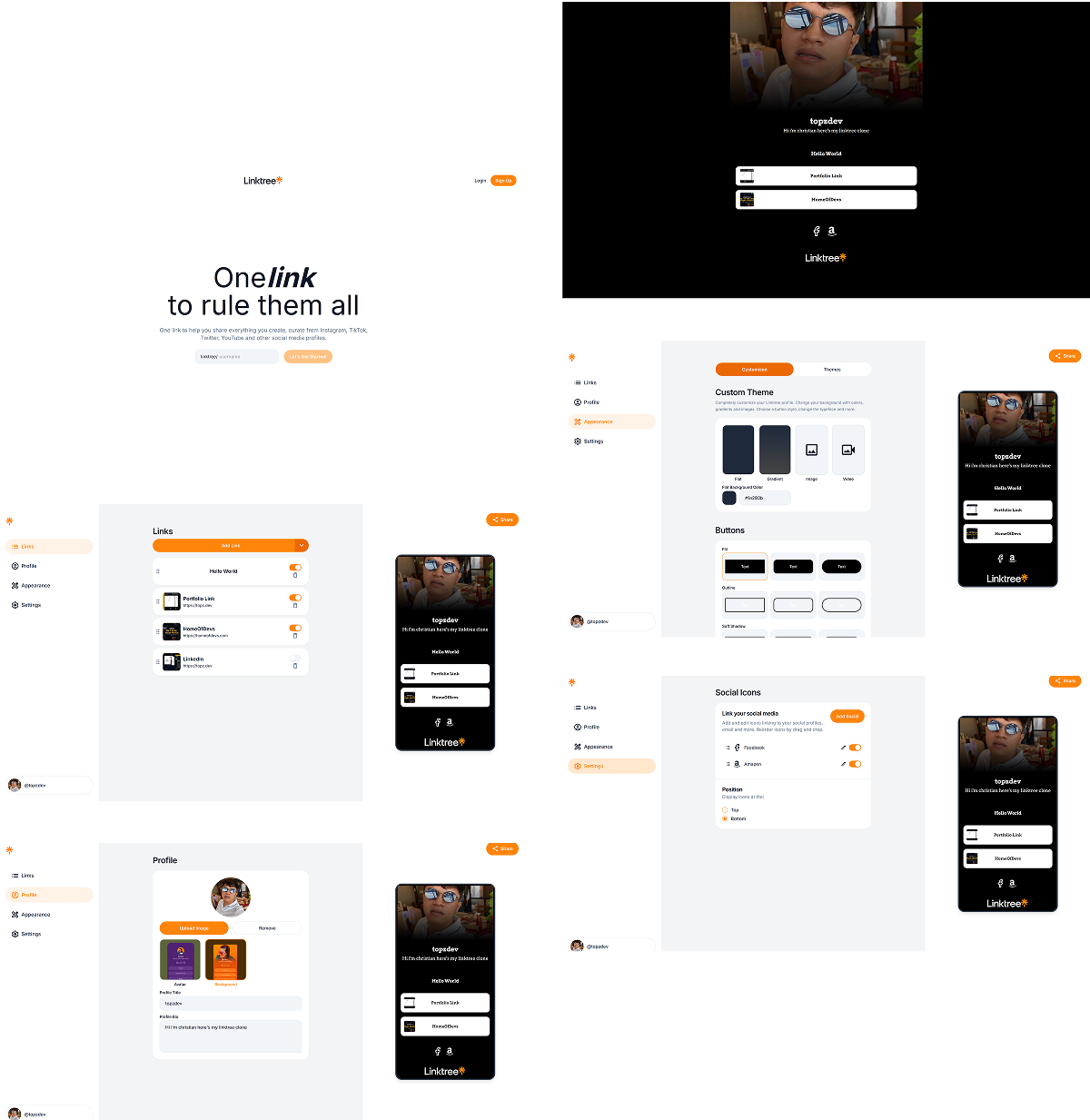 Linktree Clone project screenshot