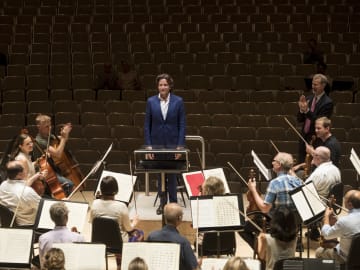 Music Director Gustavo Gimeno addresses the Orchestra at Roy Thomson Hall on the day of his appointment