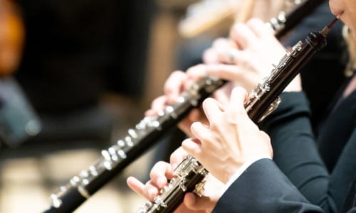 A closeup of TSO oboes and their instruments
