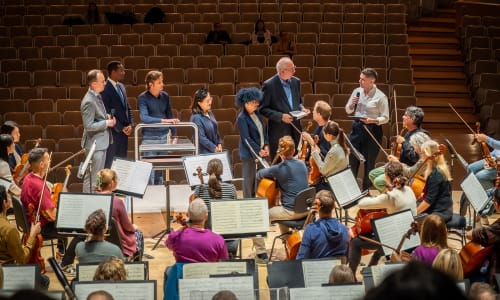 Beck Family on stage with TSO Executives announcing their donation to the orchestra